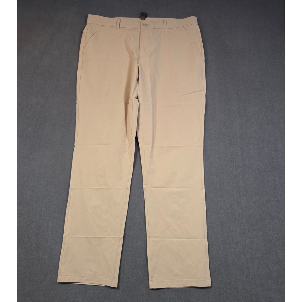 Pudolla Golf Pants Mens 34x30 Khaki Tan Flat Front Performance Trousers
